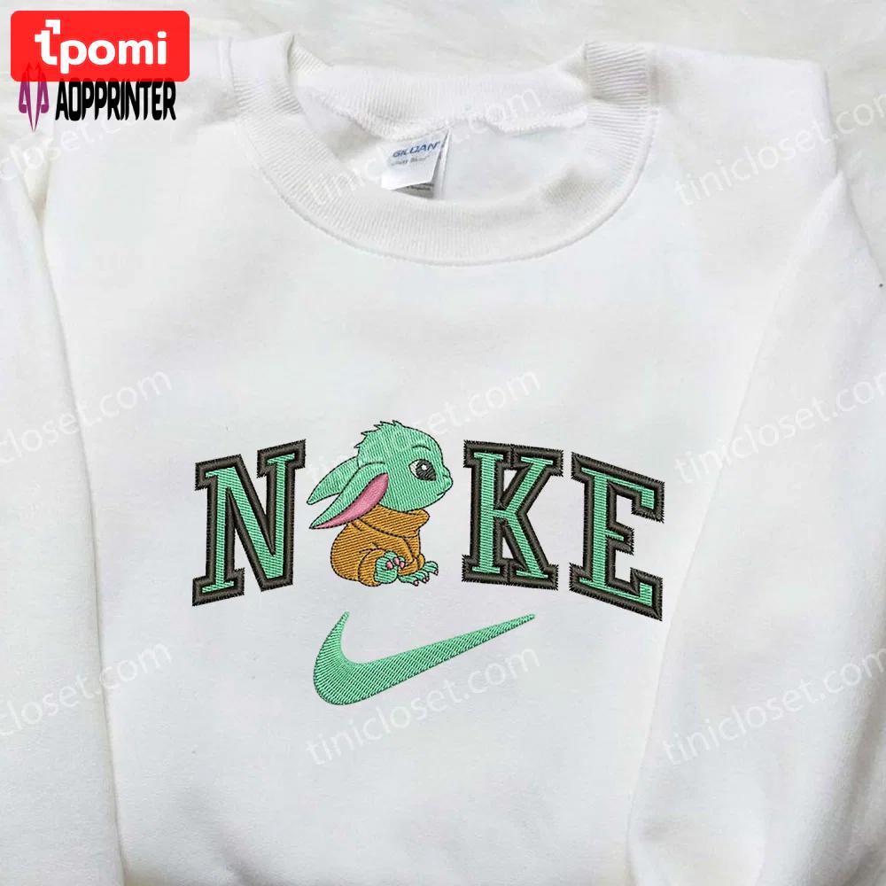 Baby yoda x nike embroidered shirt – star wars disney inspired Embroidered Shirt