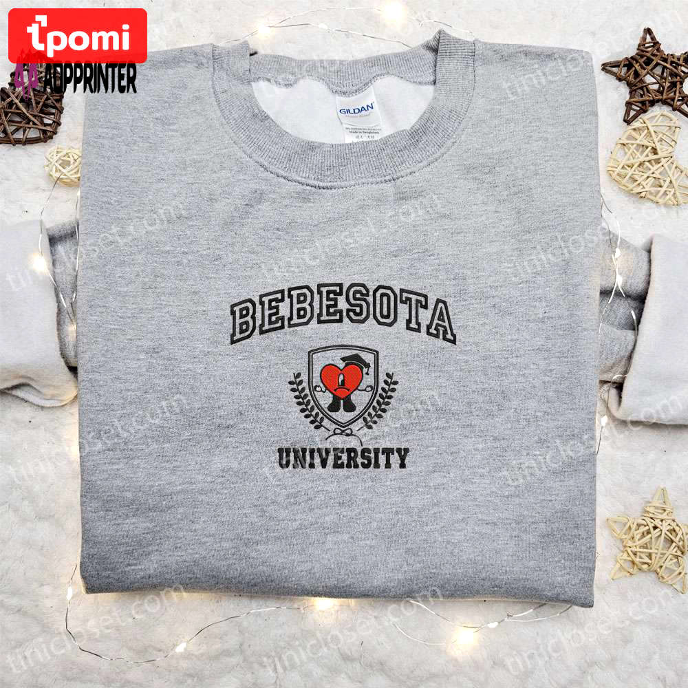 Bad bunny bebesota university embroidered sweatshirt – back to school shirt best gift ideas for family Embroidered Shirt