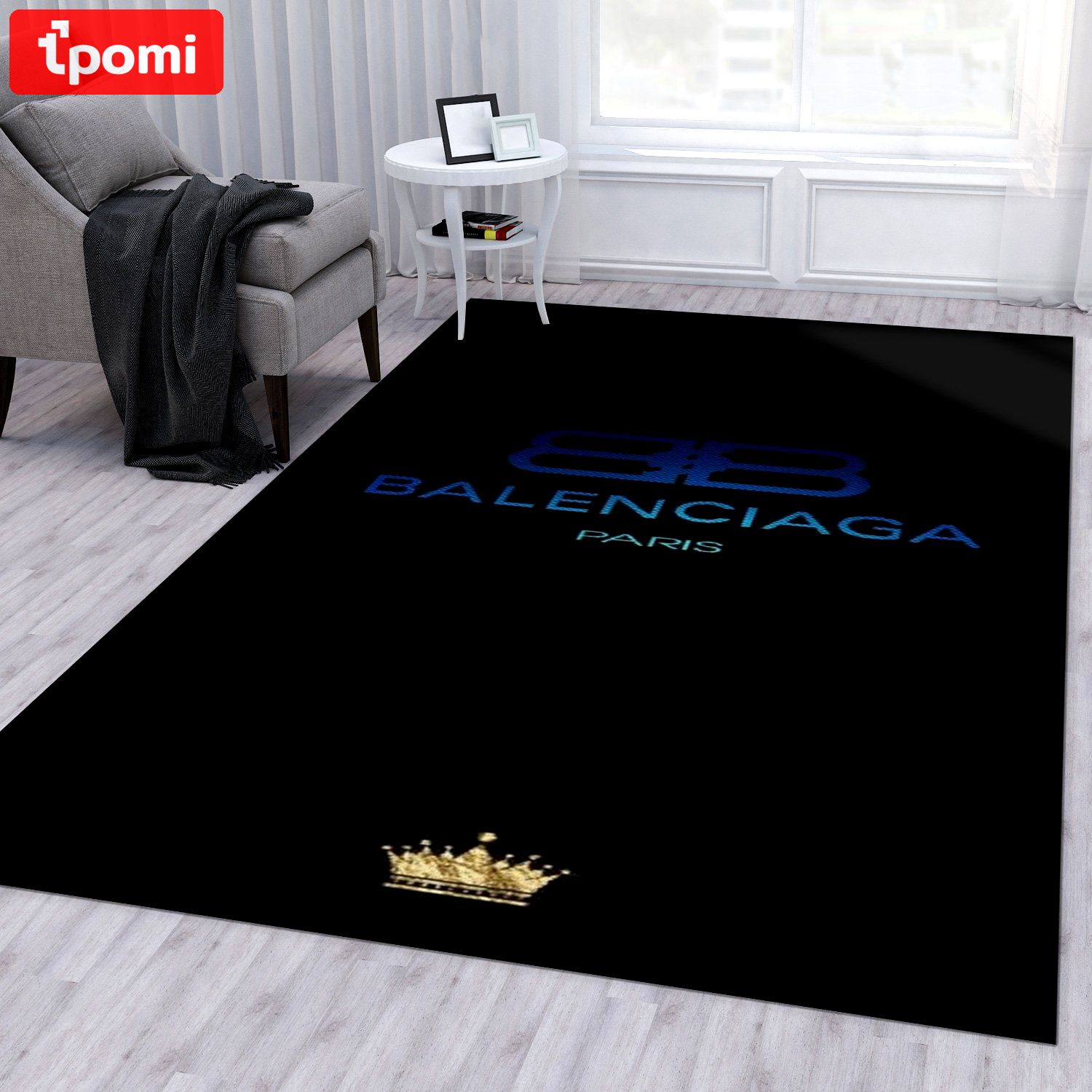 Balenciaga paris logo type 596. Upgrade Your Living Room with Luxury Home Decor: Area Carpets, Floor Decor, Door Mats, and Hot Gift Items with style a High-End Fashion Brand Rectangle Rug