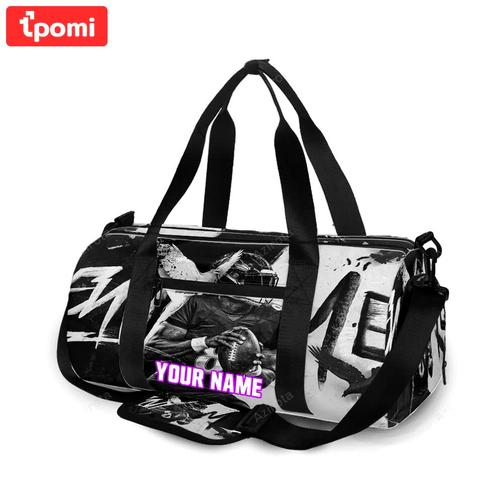 Baltimore ravens lamar jackson 8 v18 personalized name travel bag gym bag 1169 Travel Bag