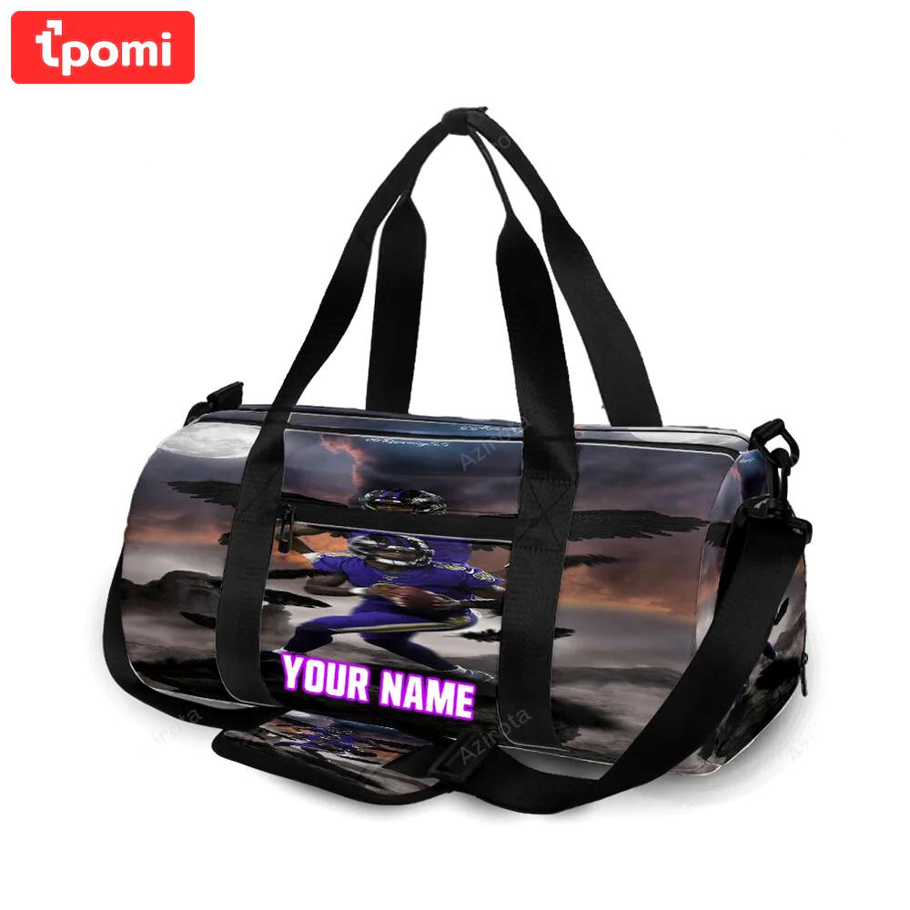 Baltimore ravens lamar jackson 8 v19 personalized name travel bag gym bag 1653 Travel Bag