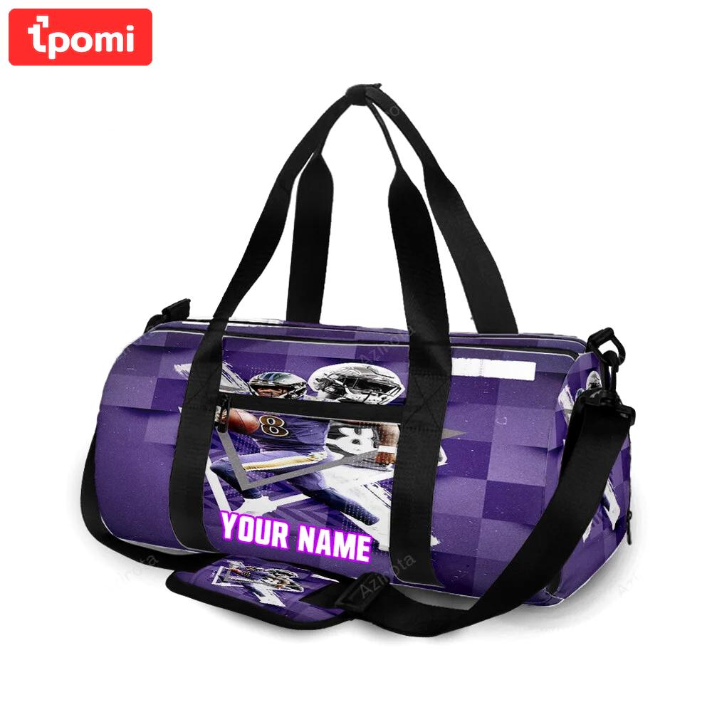 Baltimore ravens lamar jackson 8 v5 personalized name travel bag gym bag 395 Travel Bag