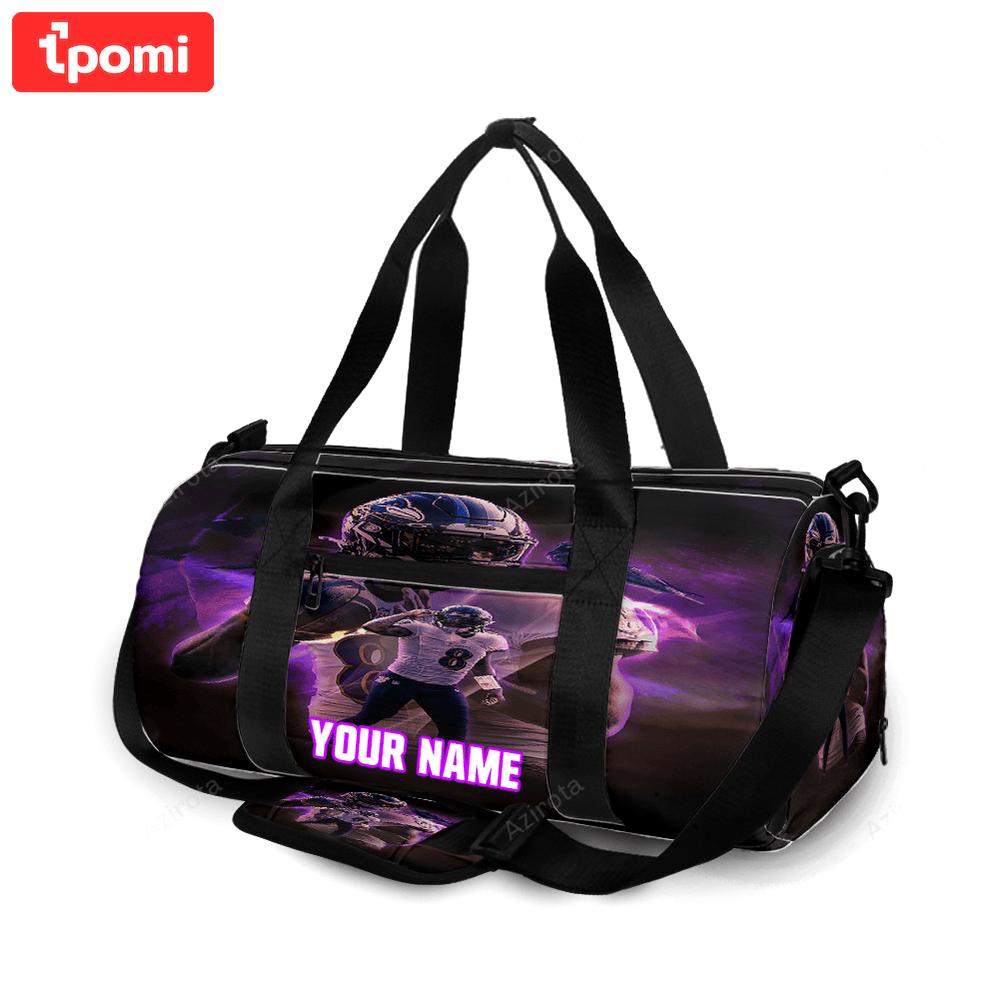 Baltimore ravens lamar jackson 8 v8 personalized name travel bag gym bag 839 Travel Bag