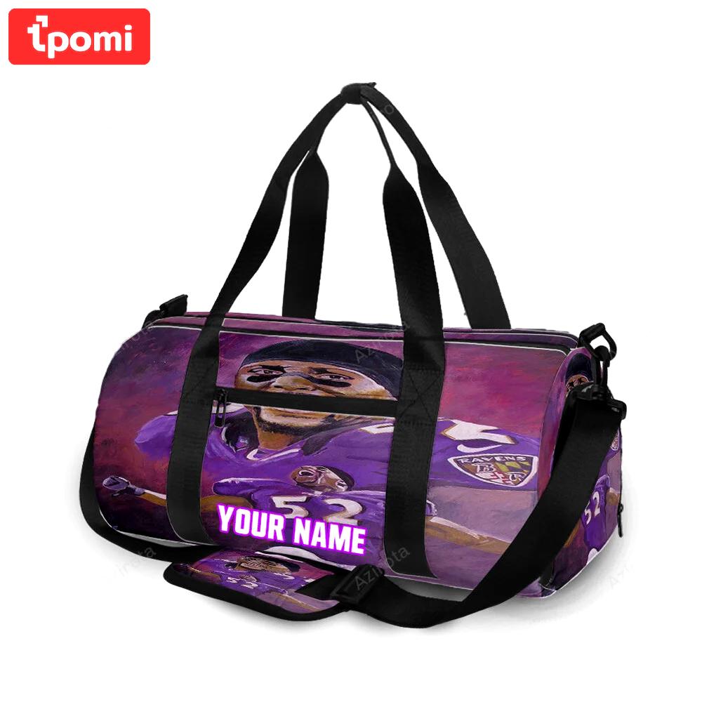 Baltimore ravens ray lewis 52 v3 personalized name travel bag gym bag 1482 Travel Bag