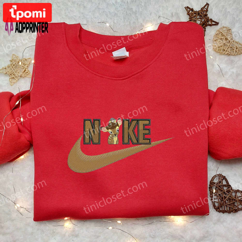 Bambi & bunny x swoosh nike embroidered shirt – cartoon disney design Embroidered Shirt