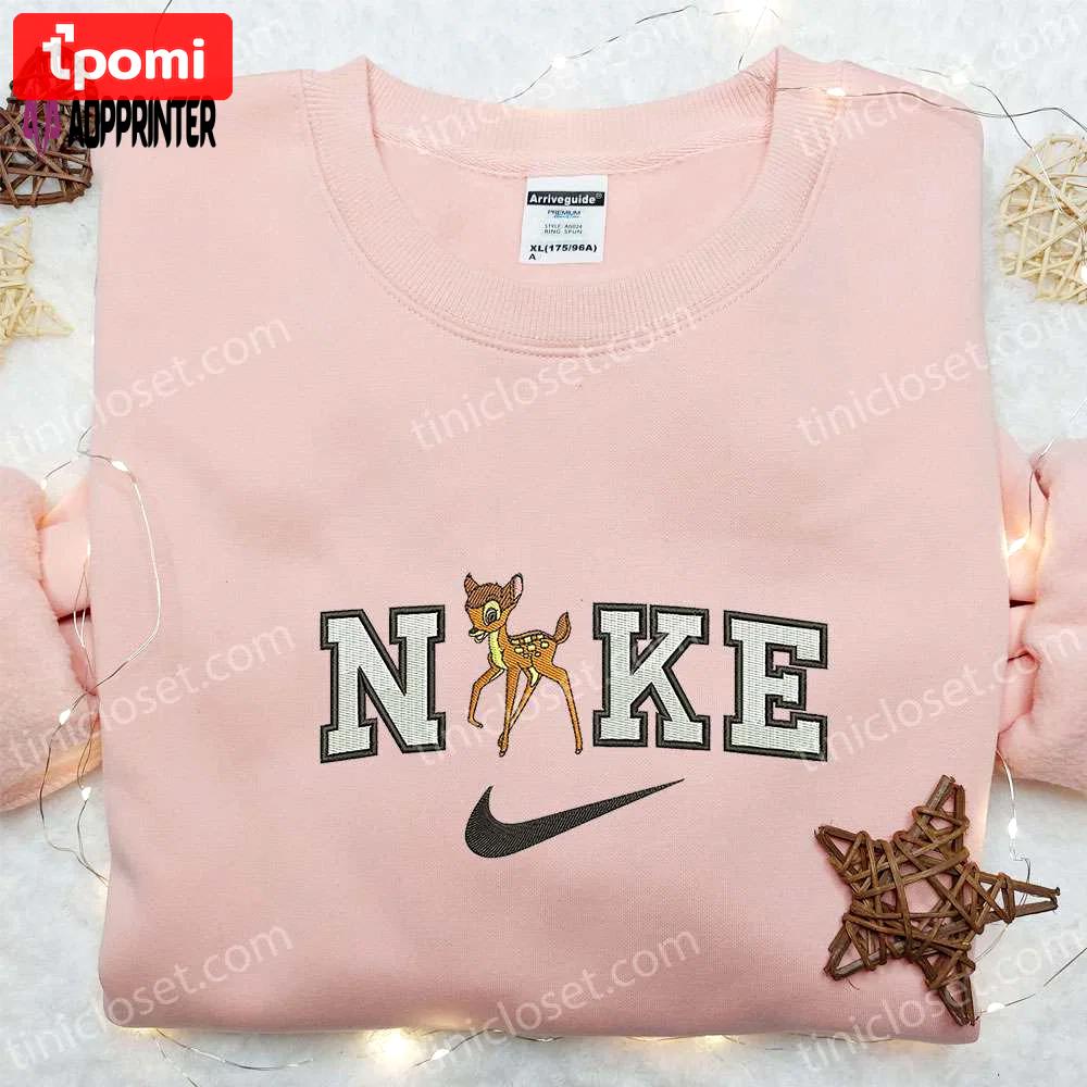 Bambi x nike cartoon embroidered shirt: disney inspired unique design high quality Embroidered Shirt