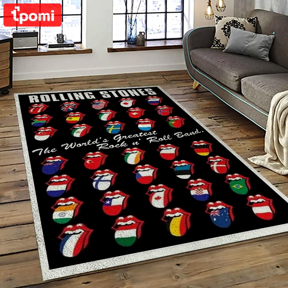 Band the rolling stones music carpet rectangle area rug for living room bedroom decor trs58 Rectangle Rug