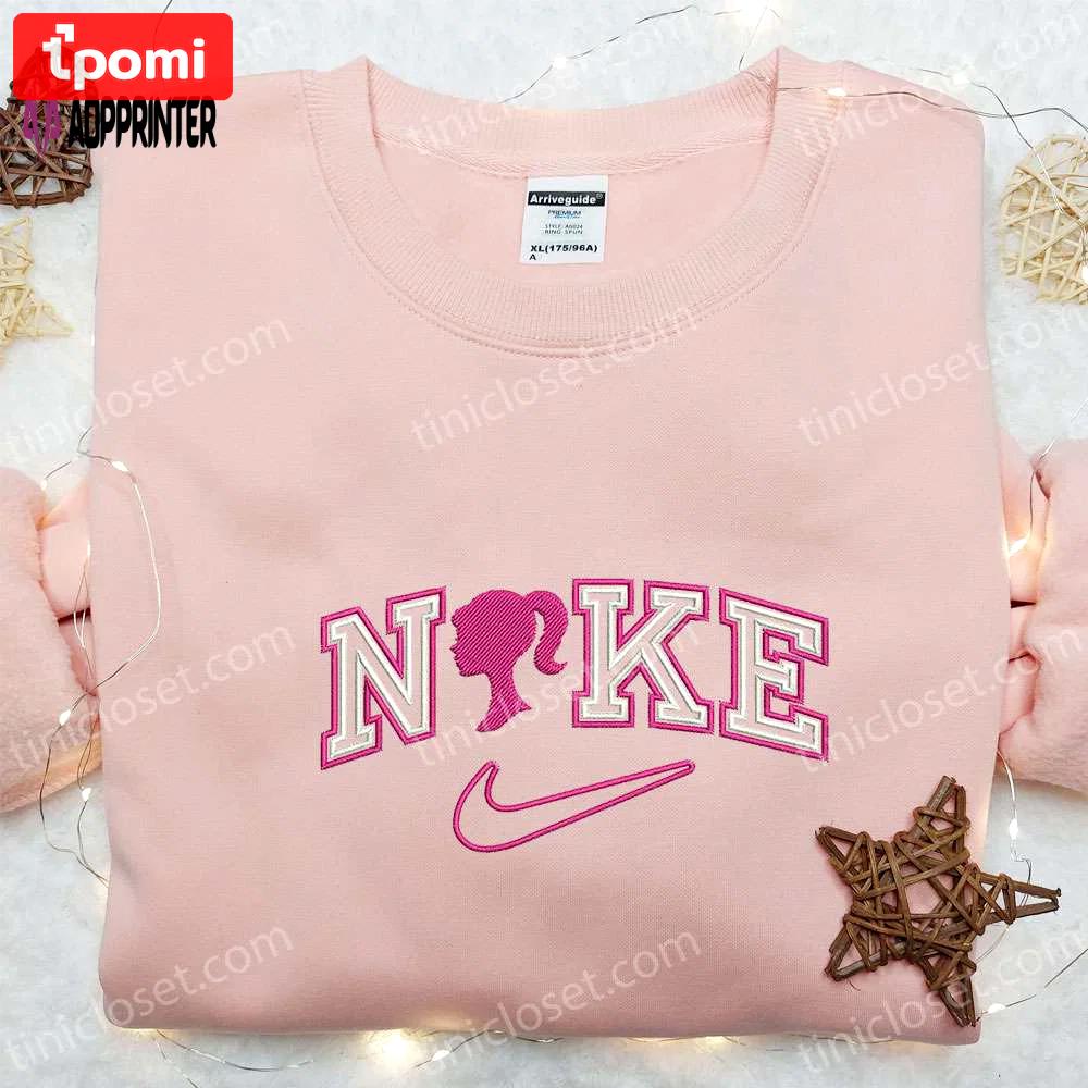 Barbie x nike cartoon embroidered shirt: best nike inspired birthday gift idea Embroidered Shirt