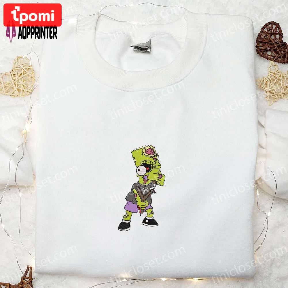 Bart simpson slingshot shirt: the ultimate simpson cartoon embroidered tee – best halloween gift! Embroidered Shirt