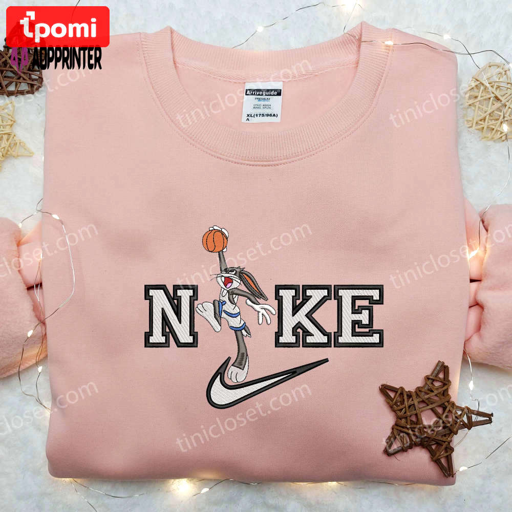 Basketball bugs bunny x nike embroidered shirt – custom cartoon tee Embroidered Shirt