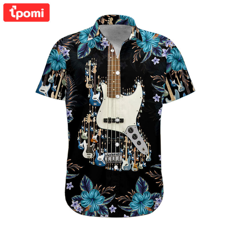 Bass guitar custom hawaiian shirts for men and women Hawaii Shirt Shorts & Flip Flops