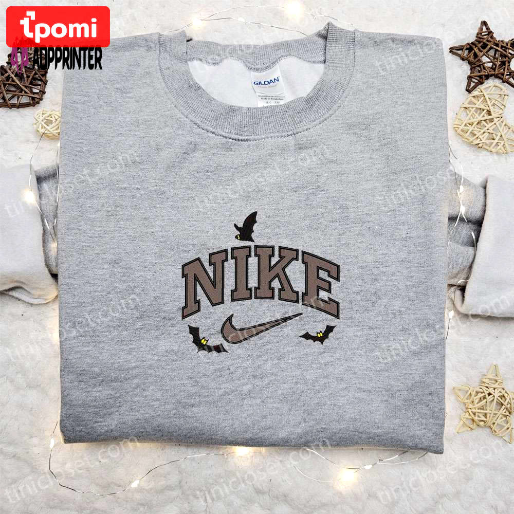 Bats x nike halloween embroidered shirt – best nike inspired gift idea for halloween Embroidered Shirt