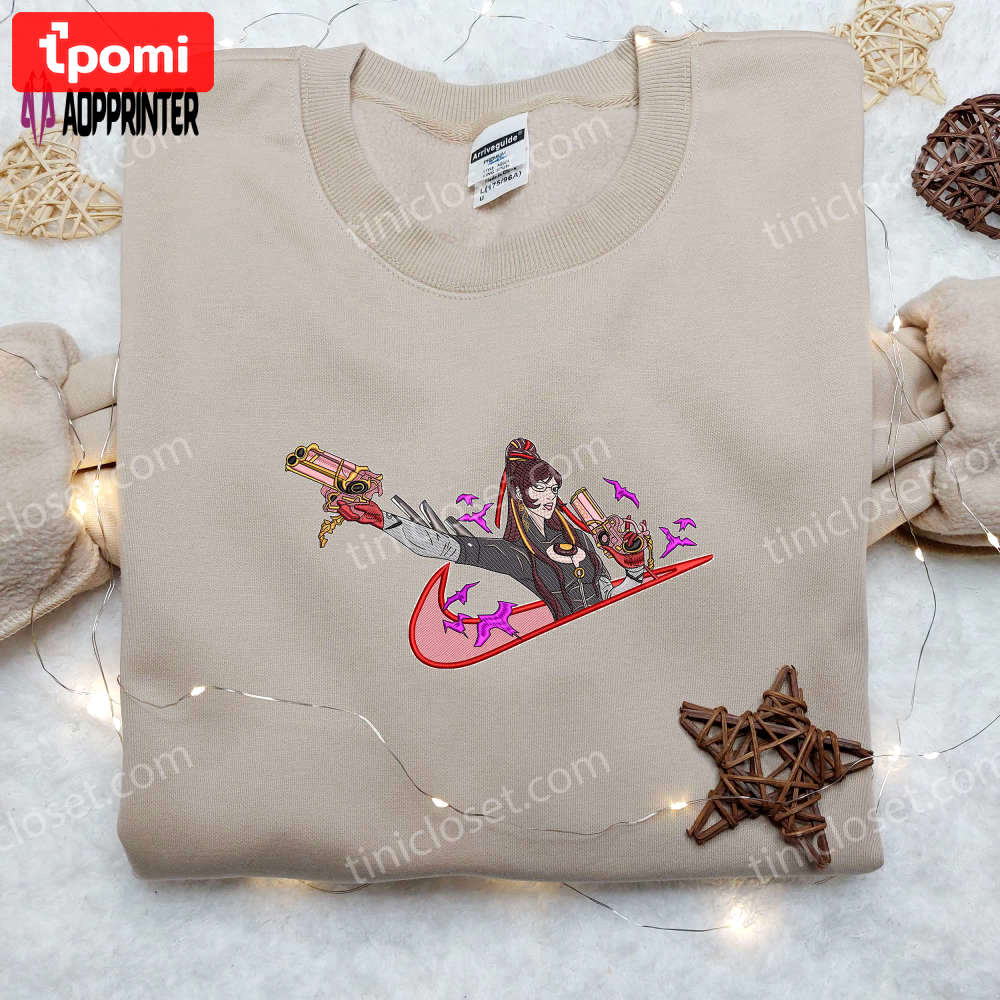 Bayonetta x swoosh nike embroidered shirt – stylish & exclusive nike bloody fate tee Embroidered Shirt