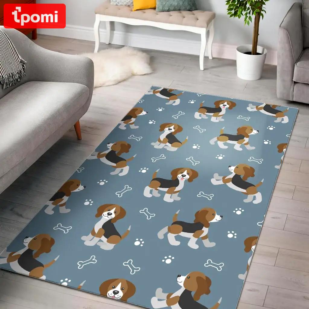 Beagle paw dog bone pattern print area rug living room rug home decor Rectangle Rug
