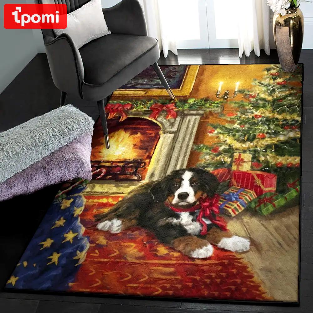 Bernese mountain dog indoor outdoor carpet, bernese mountain dog rug Rectangle Rug