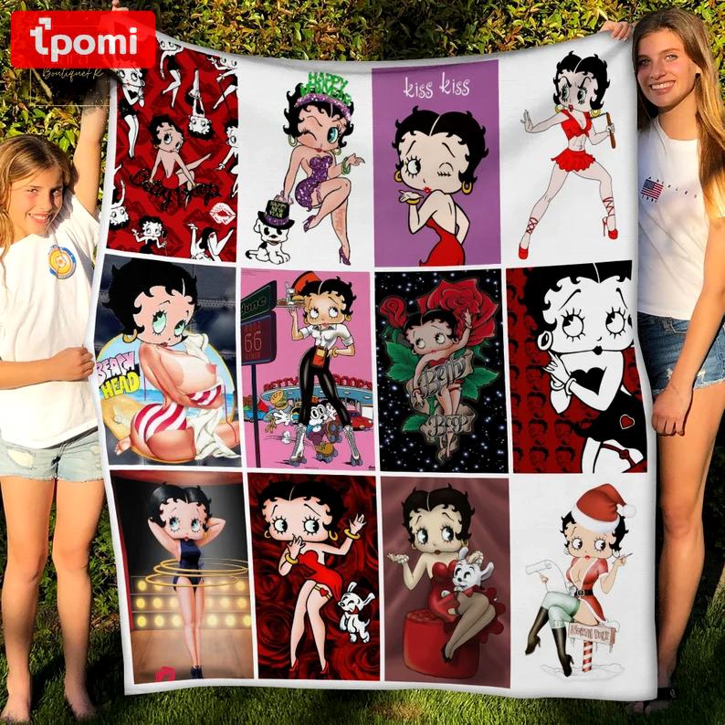 Betty boop fans fleece blanket, mink sherpa blanket, cartoon character blanket, betty boop blanket, betty boop tv series blanket Quilt Blanket