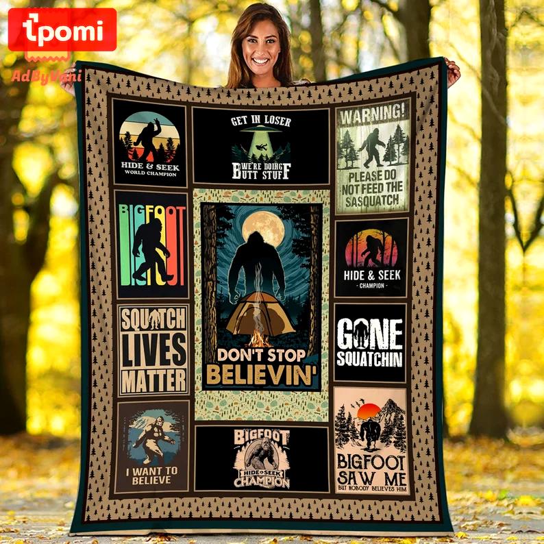 Bigfoot fleece blanket quilt sasquatch fleece blanket quilt Quilt Blanket