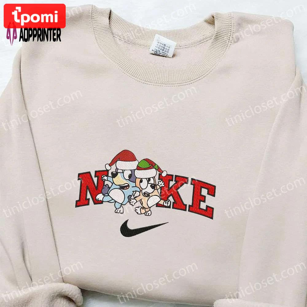 Bingo & bluey xmas hat x nike embroidered sweatshirt: best christmas gift ideas Embroidered Shirt