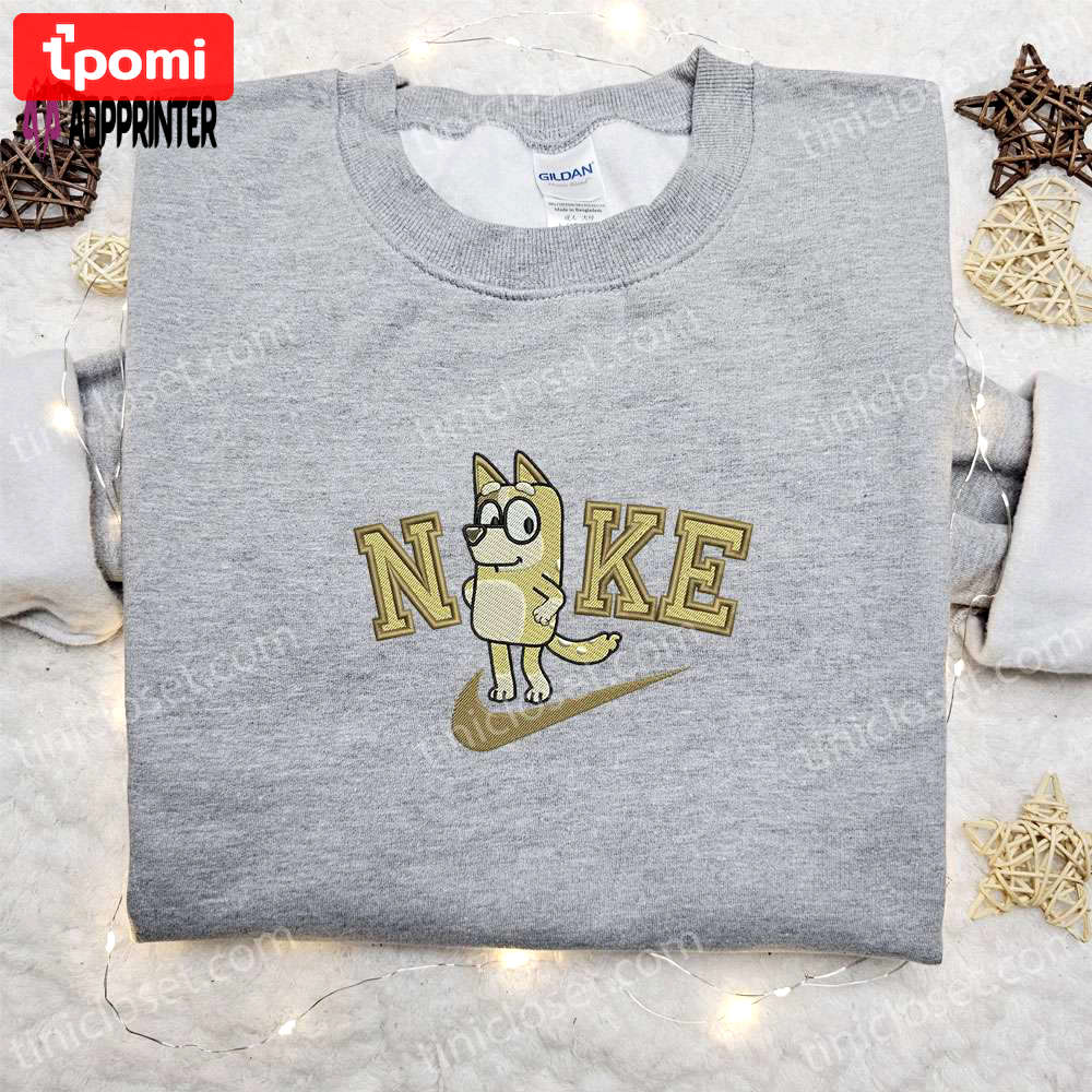 Bingo x nike cartoon embroidered sweatshirt – the bluey & nike inspired shirt Embroidered Shirt