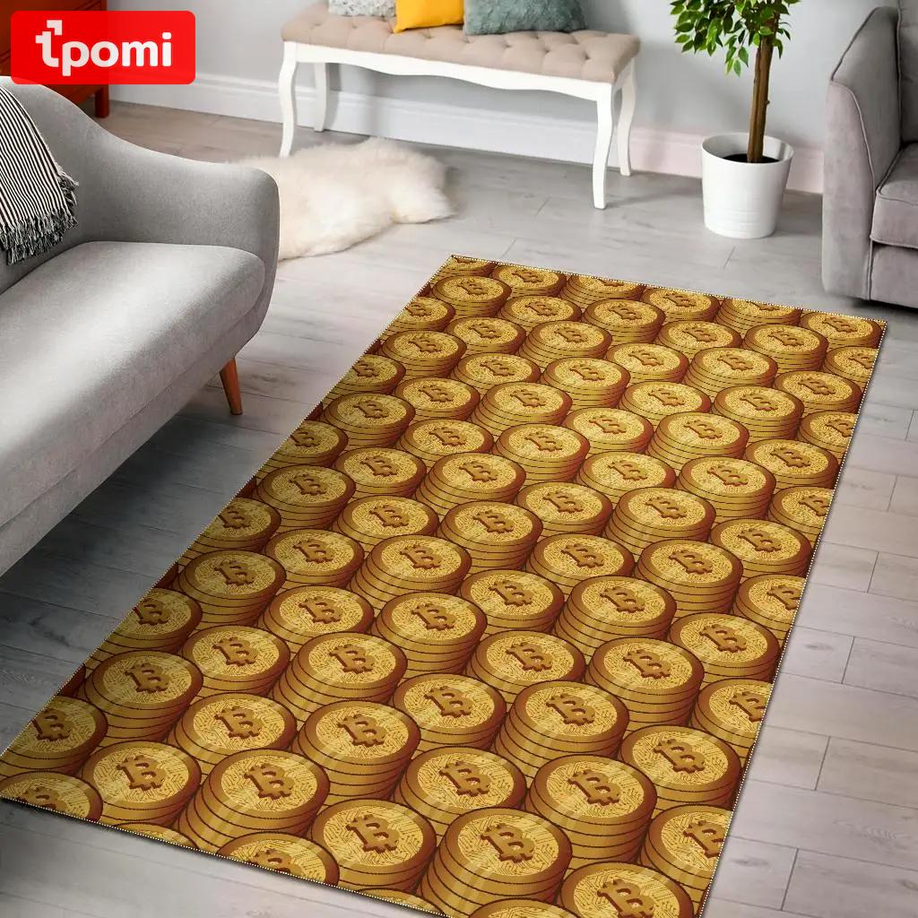 Bitcoin cryptocurrency pattern print area rug living room rug home decor Rectangle Rug