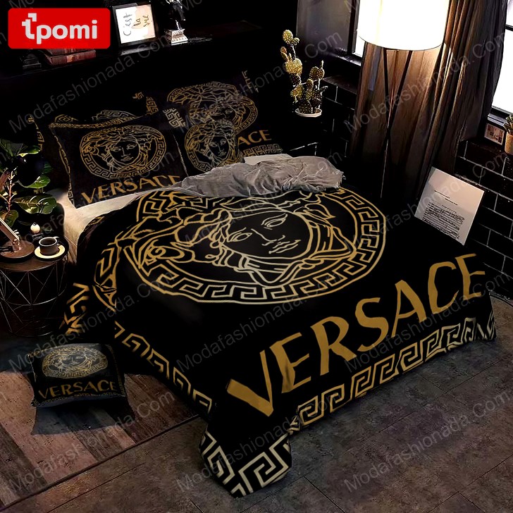 Black and gold versace luxury brand model 1    ation Bedding Sets blankets bedclothes bedroom idea covers sheets bedspread duvet home decor bed linen