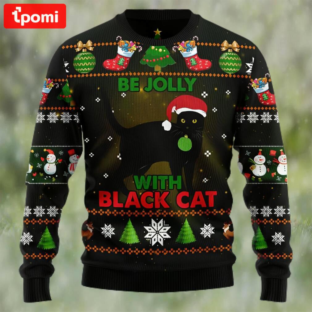 Black cat be jolly ugly christmas sweater Christmas Ugly Sweater