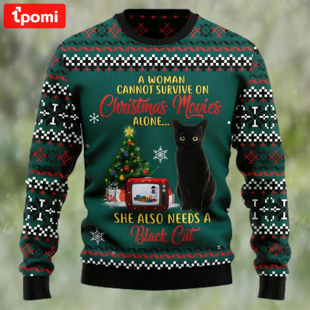 Black cat christmas movie ugly christmas sweater Christmas Ugly Sweater