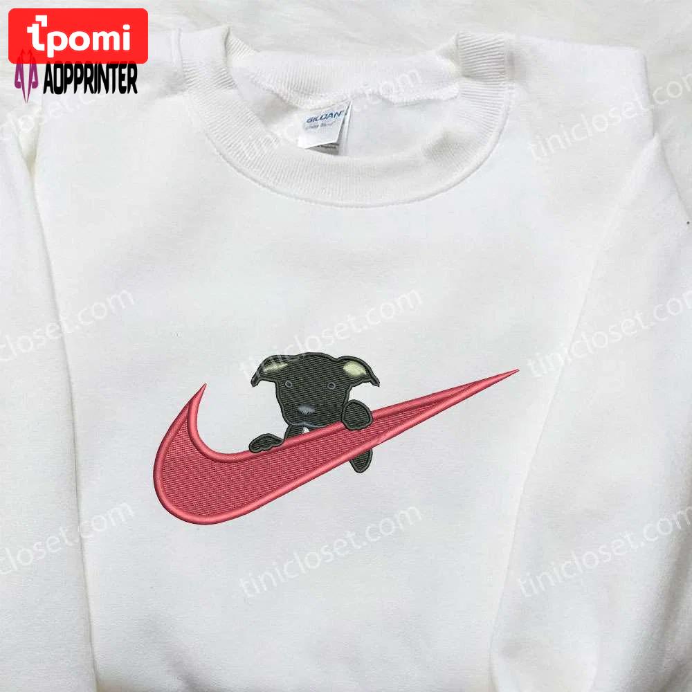 Black dog x nike embroidered shirt: animal & custom nike design Embroidered Shirt