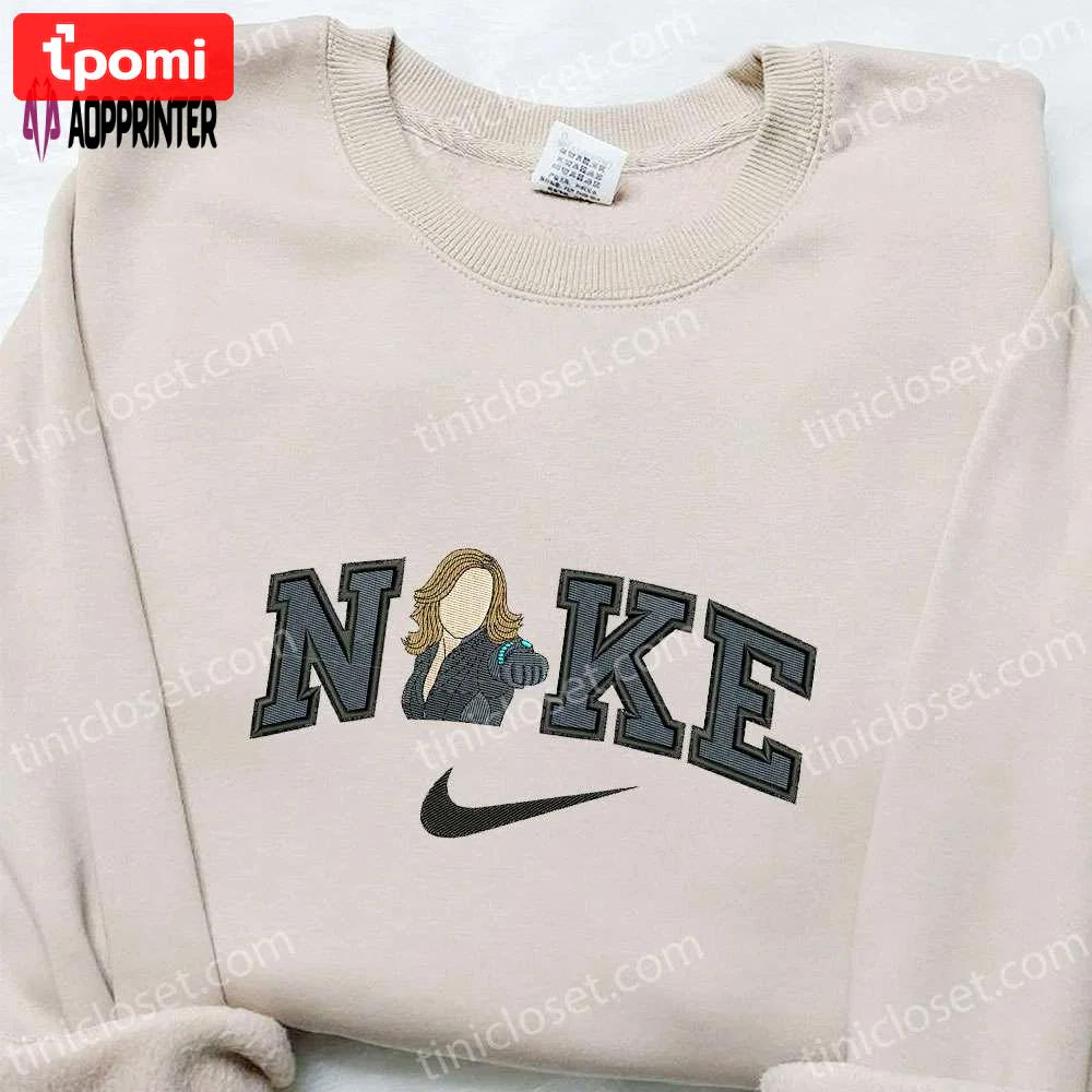 Black widow x nike movie embroidered shirt: marvel comics customized nike gear Embroidered Shirt