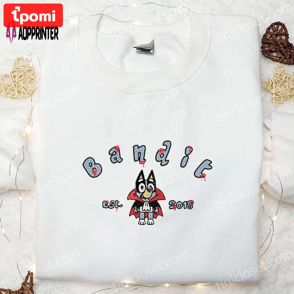 Bluey bandit-heeler halloween shirt: best family gifts 2018 Embroidered Shirt