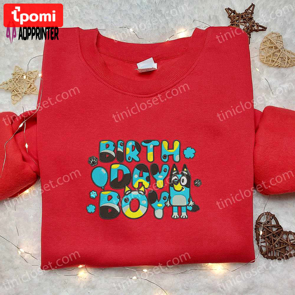 Bluey birthday boy shirt & cartoon hoodie: perfect gift idea for birthdays! Embroidered Shirt