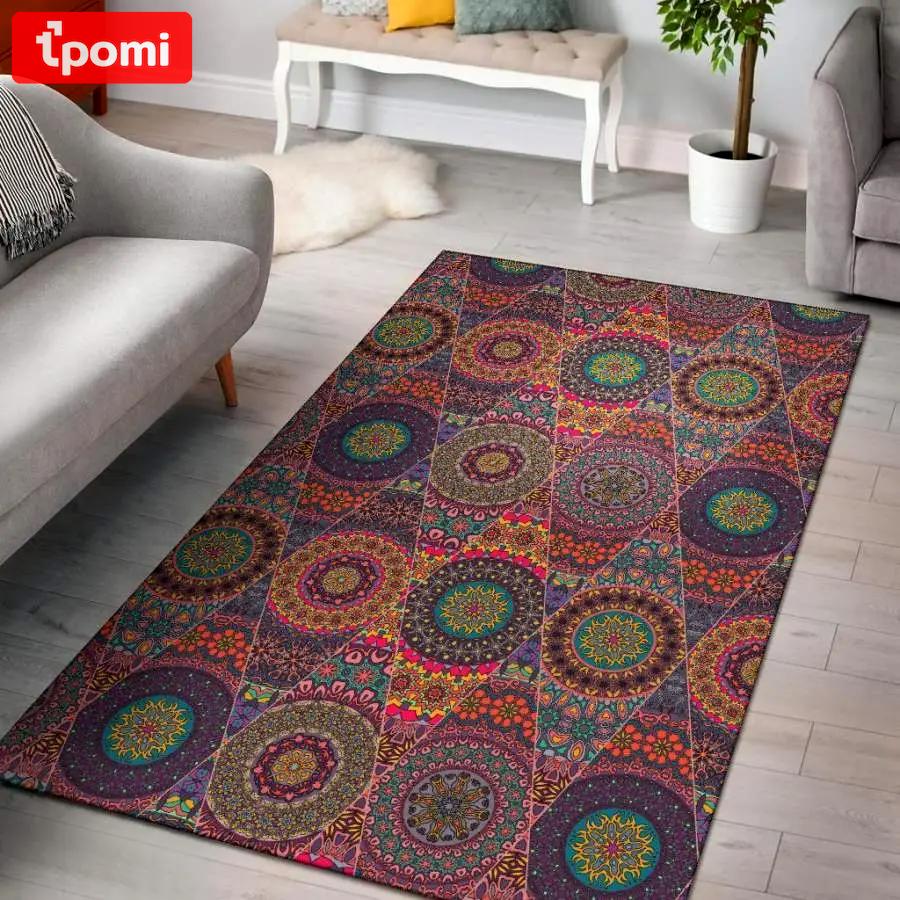 Bohemian patchwork pattern print area rug living room rug home decor Rectangle Rug