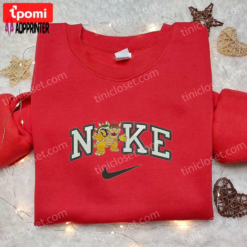 Bowser x nike movie hoodie & super mario shirt: embroidered nike inspired apparel Embroidered Shirt