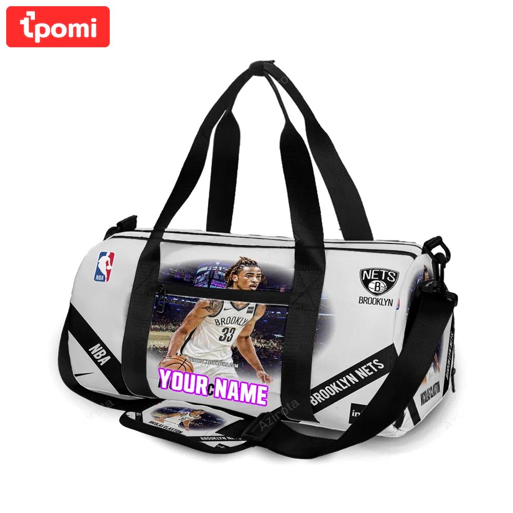 Brooklyn nets nic claxton1 personalized name travel bag gym bag 1626 Travel Bag