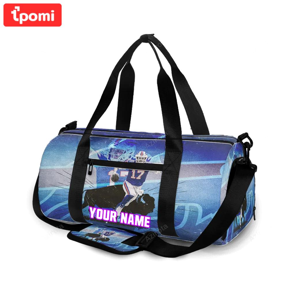 Buffalo bills 17 josh allen v7 personalized name travel bag gym bag 465 Travel Bag