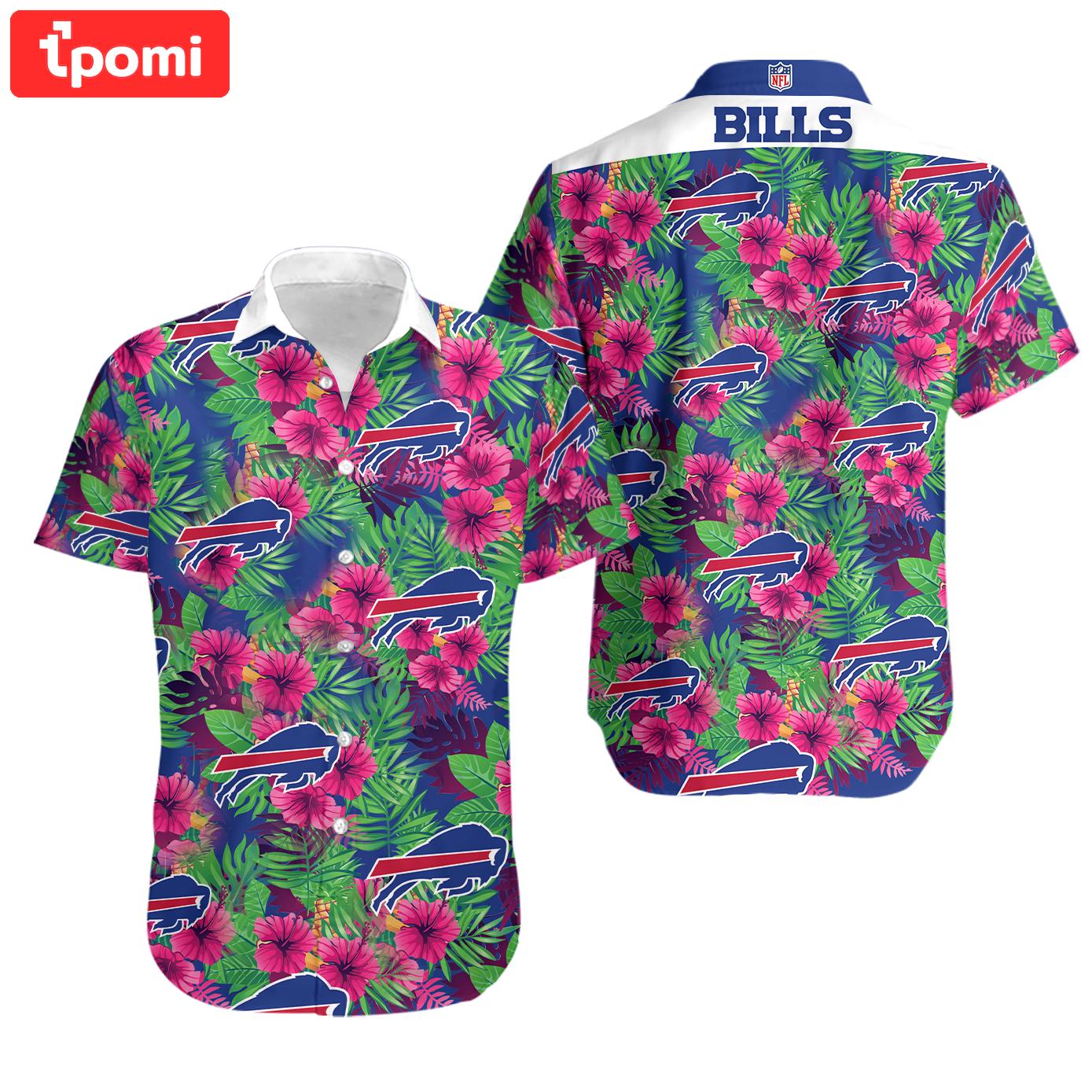 Buffalo bills hawaiian shirt buffalo bills hibiscus flowers pink blue hawaii shirt Hawaii Shirt Shorts & Flip Flops