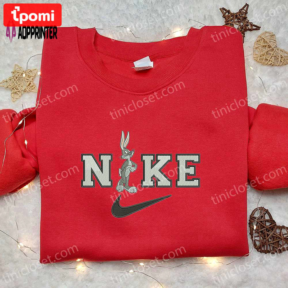 Bugs bunny x nike cartoon embroidered shirt looney tunes nike inspired Embroidered Shirt