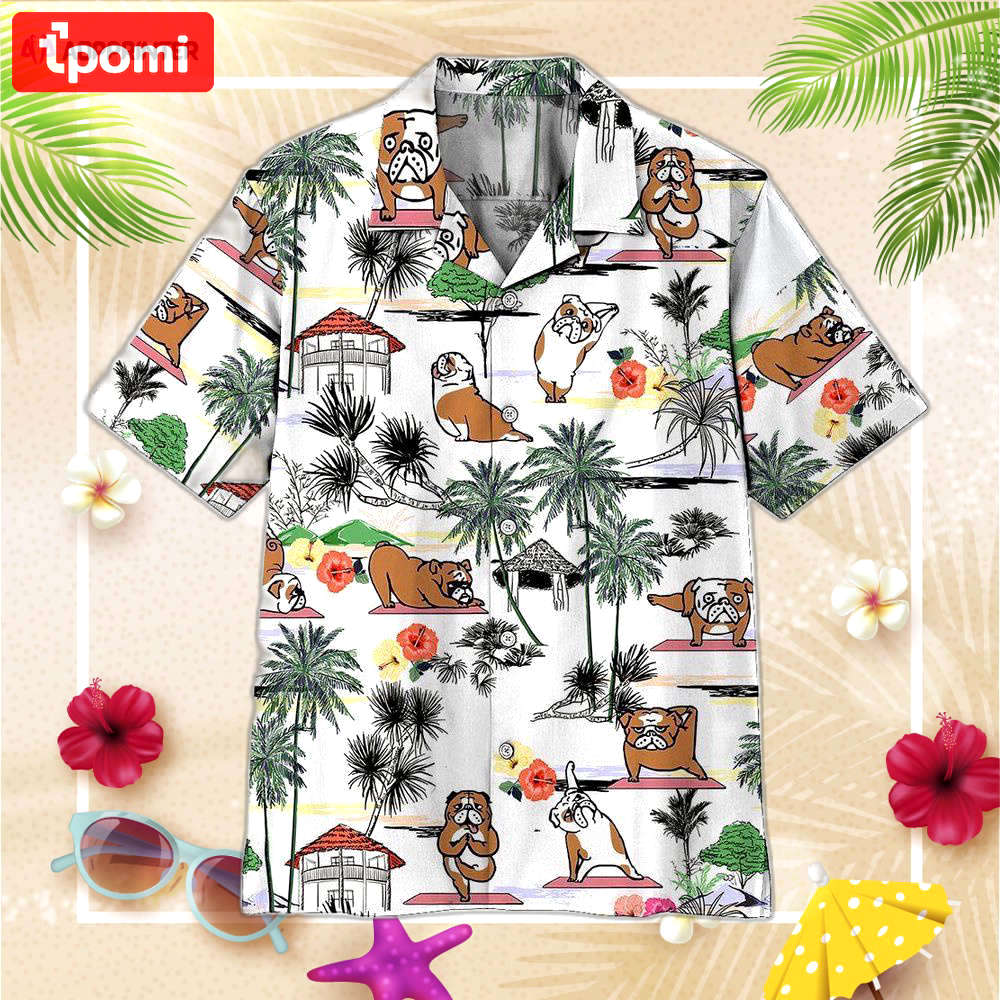 Bulldog yoga custom hawaiian shirt, gift for men and women Hawaii Shirt