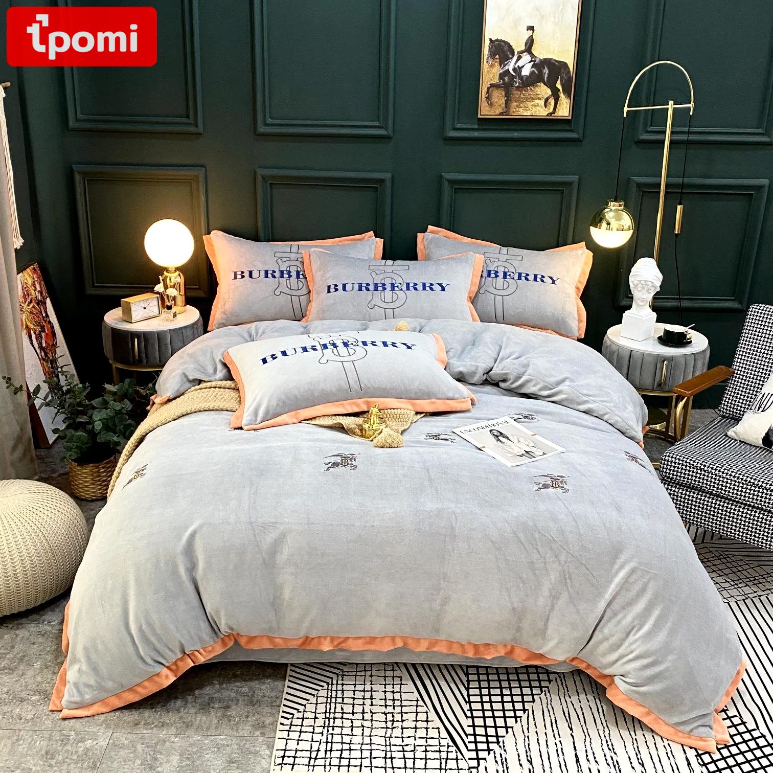 Burberry grey logo type 489 Bedding Sets duvet bedclothes premium fashion brand covers bedspread blankets luxury ideas sheets bed linen home decor hyperbeast Bedroom