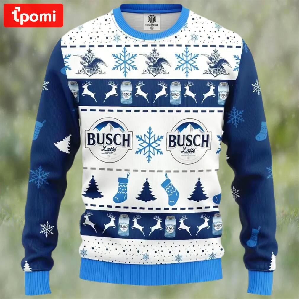 Busch latte beer ugly christmas sweater, faux wool sweater, gifts for beer lovers, international beer day, best christmas gifts for 2022 ? prinvity Christmas Ugly Sweater