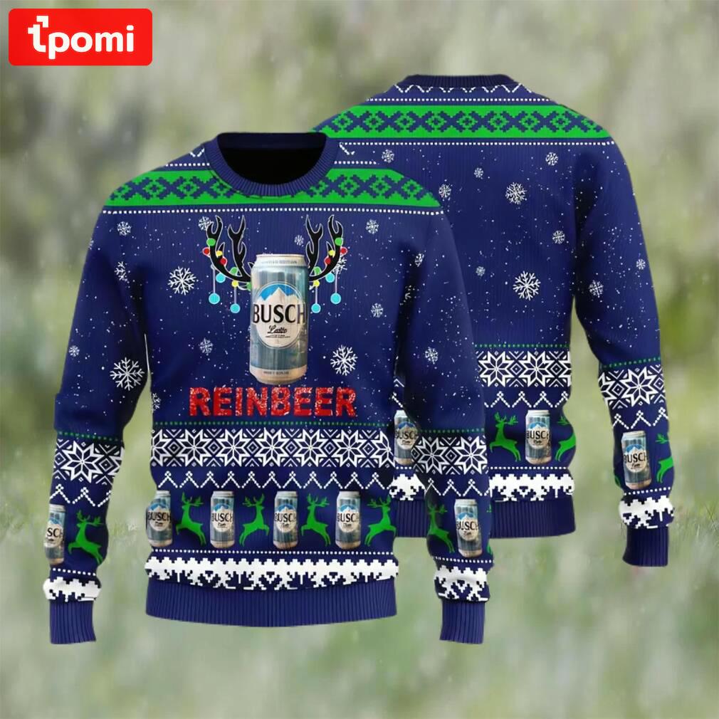 Busch latte reinbeer ugly christmas sweater, faux wool sweater, gifts for beer lovers, international beer day, best christmas gifts for 2022 ? prinvity Christmas Ugly Sweater