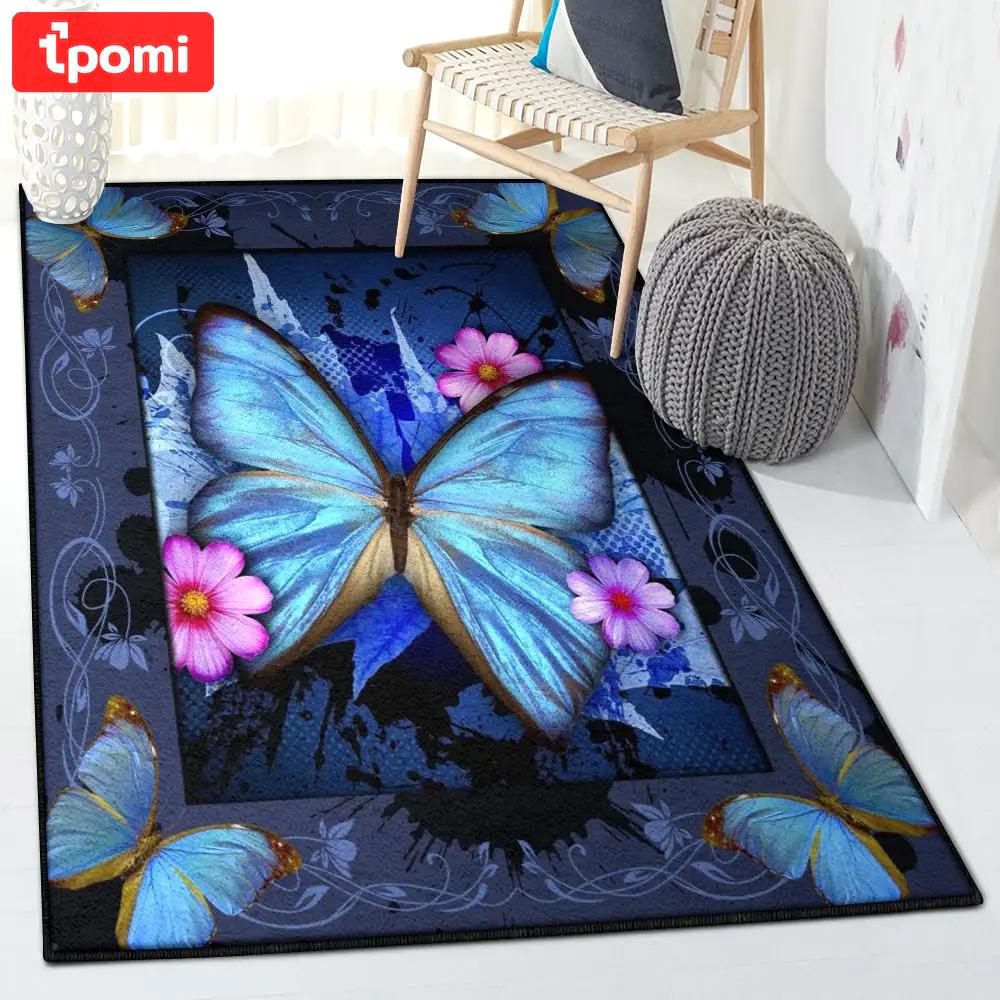 Butterfly large area rugs, blue butterfly rug Rectangle Rug