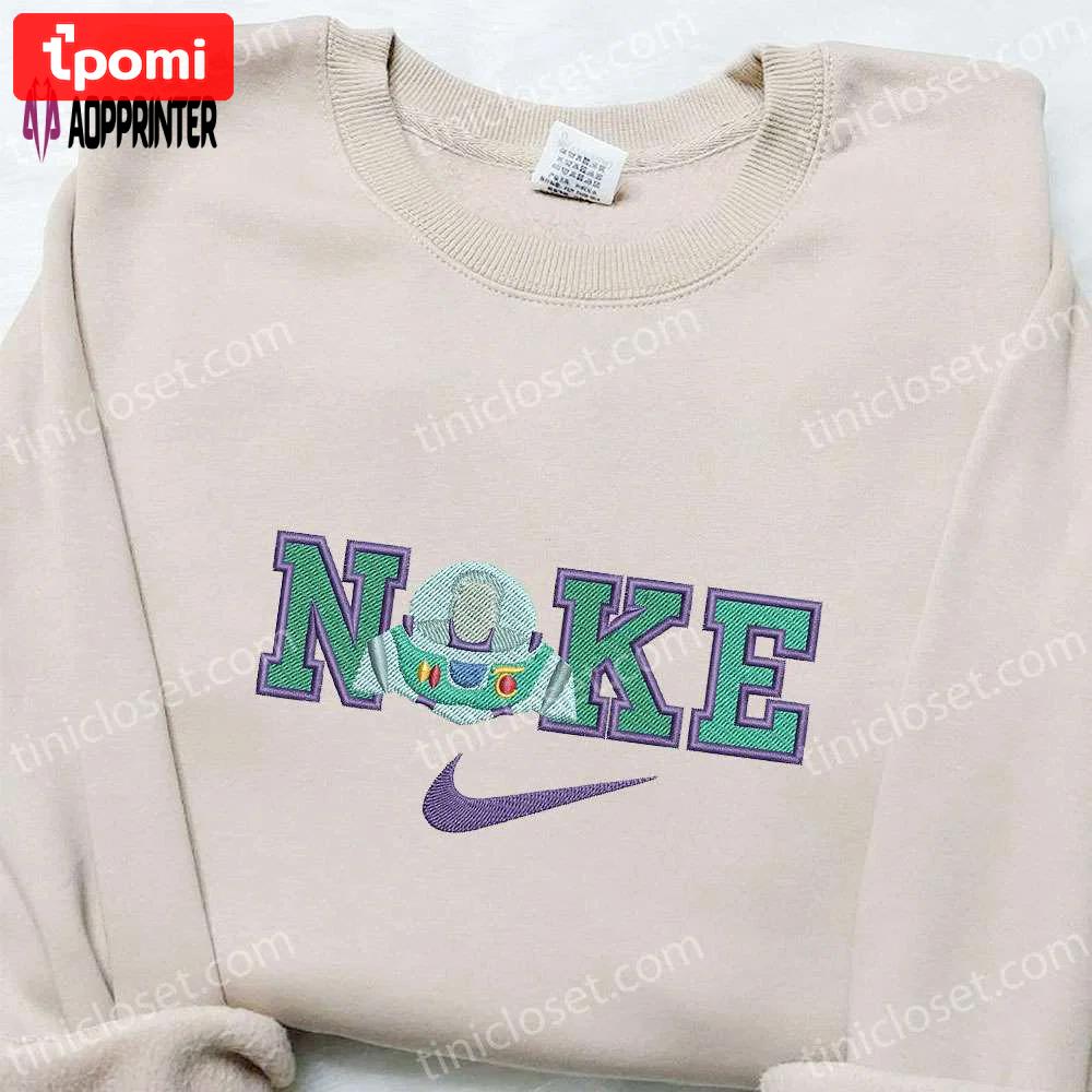 Buzz lightyear x nike cartoon embroidered shirt – best birthday gift idea with nike inspiration Embroidered Shirt
