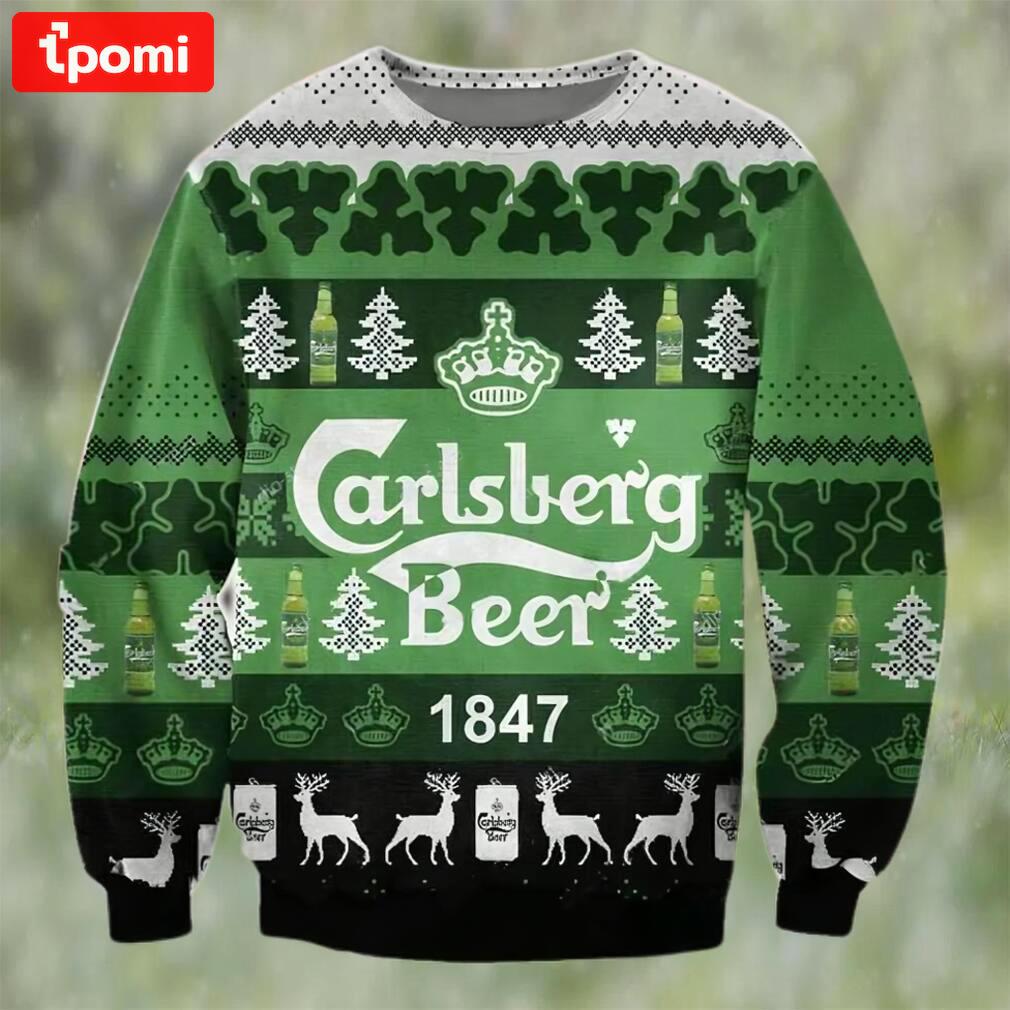 Carlsberg beer 1847 ugly christmas sweater, faux wool sweater, international beer day, gifts for beer lovers, best christmas gifts for 2022 ? prinvity Christmas Ugly Sweater