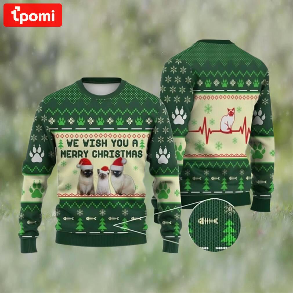 Cat christmas sweater, siamese cat we wish you a merry ugly christmas sweater 3d Christmas Ugly Sweater