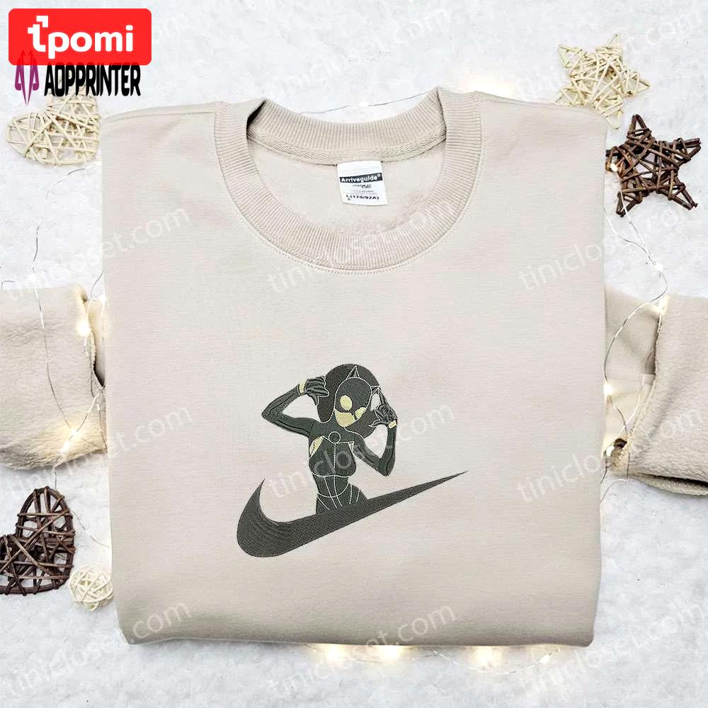 Catwoman x nike swoosh embroidered shirt & hoodie: superhero movie collection best gift ideas Embroidered Shirt