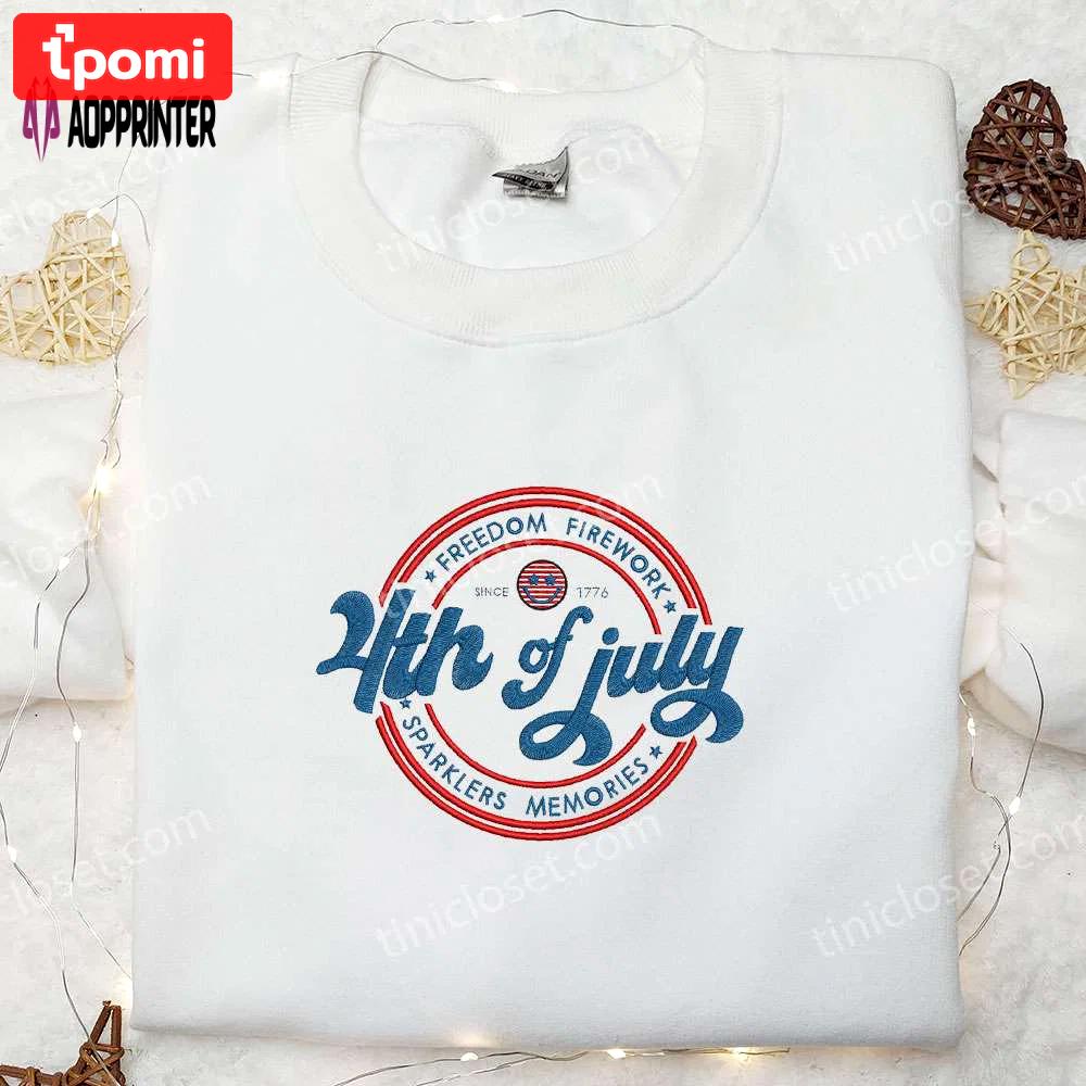Celebrate with style: 4th of july embroidered shirt – best patriotic shirts & national day gifts Embroidered Shirt