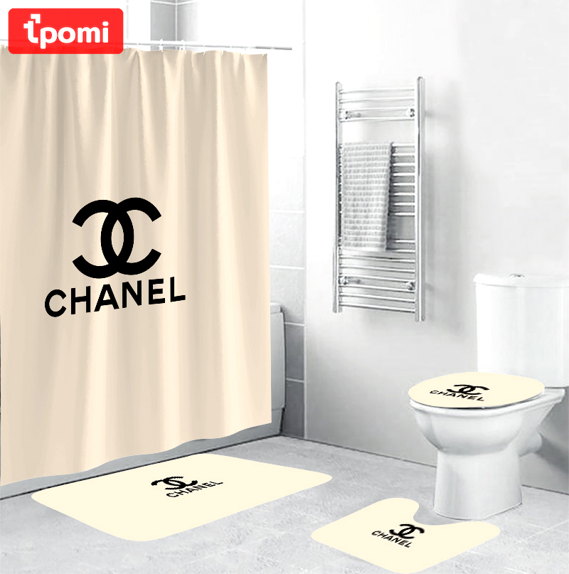 Chanel beige clasic bathroom set hypebeast bath mat luxury fashion brand home decor Bathroom Set