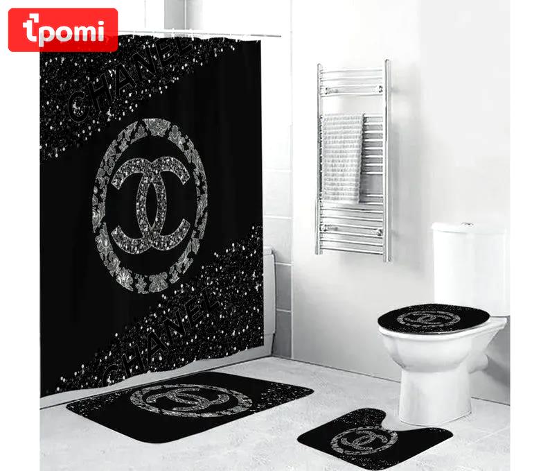 Chanel black fashion logo limited luxury brand bathroom set home decor Bathroom Set