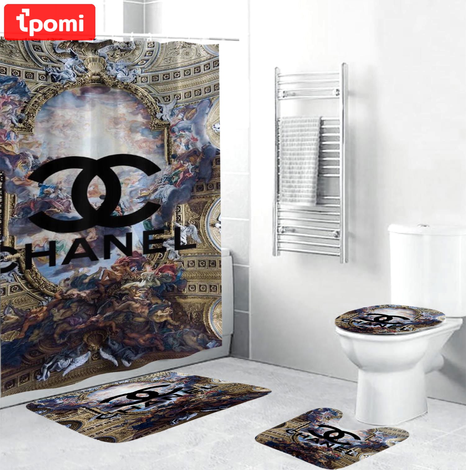Chanel blackin religion scence bath mat home decor bathroom sets hypebeast luxury fashion brand Bathroom Set